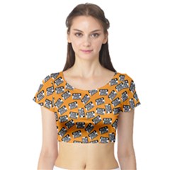 Pattern Halloween Wearing Costume Icreate Short Sleeve Crop Top by iCreate