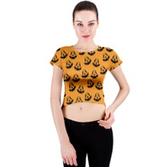 Halloween Jackolantern Pumpkins Icreate Crew Neck Crop Top by iCreate