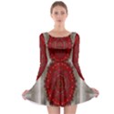 Strawberry  With Waffles And Fantasy Flowers In Harmony Long Sleeve Skater Dress View1