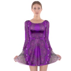 Fantasy-flowers In Harmony  In Lilac Long Sleeve Skater Dress by pepitasart