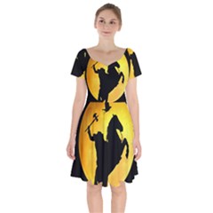 Headless Horseman Short Sleeve Bardot Dress by Valentinaart