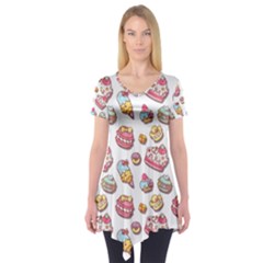 Sweet Pattern Short Sleeve Tunic  by Valentinaart