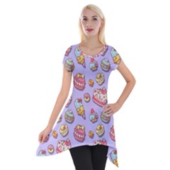 Sweet Pattern Short Sleeve Side Drop Tunic by Valentinaart