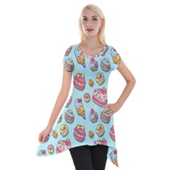 Sweet Pattern Short Sleeve Side Drop Tunic by Valentinaart