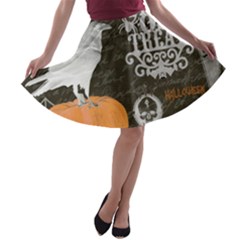 Vintage Halloween A-line Skater Skirt by Valentinaart