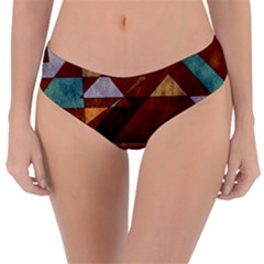 Turquoise And Bronze Triangle Design With Copper Reversible Classic Bikini Bottoms by digitaldivadesigns