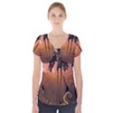 Halloween Design With Scarecrow, Crow And Pumpkin Short Sleeve Front Detail Top View1