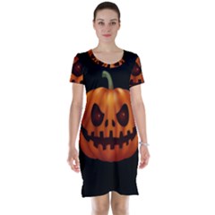 Halloween Pumpkin Short Sleeve Nightdress by Valentinaart