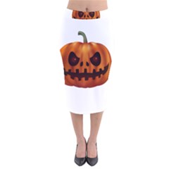 Halloween Pumpkin Velvet Midi Pencil Skirt by Valentinaart