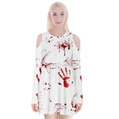 Massacre  Velvet Long Sleeve Shoulder Cutout Dress by Valentinaart