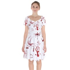 Massacre  Short Sleeve Bardot Dress by Valentinaart