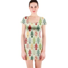 Christmas Tree Pattern Short Sleeve Bodycon Dress by Valentinaart