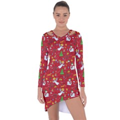 Christmas Pattern Asymmetric Cut-out Shift Dress by Valentinaart