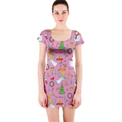 Christmas Pattern Short Sleeve Bodycon Dress by Valentinaart