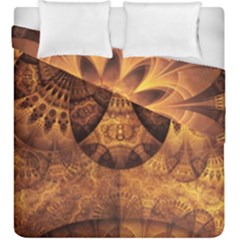 Beautiful Gold And Brown Honeycomb Fractal Beehive Duvet Cover Double Side (king Size) by jayaprime