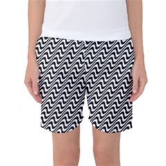 Black And White Waves Illusion Pattern Women s Basketball Shorts by paulaoliveiradesign