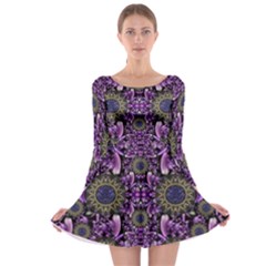 Flowers From Paradise In Fantasy Elegante Long Sleeve Skater Dress by pepitasart