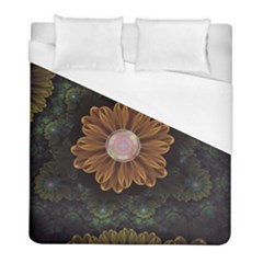 Abloom In Autumn Leaves With Faded Fractal Flowers Duvet Cover (full/ Double Size) by jayaprime