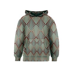 Art Deco Teal Brown Kids  Pullover Hoodie by NouveauDesign