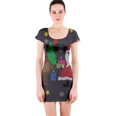 Ugly Christmas Sweater Short Sleeve Bodycon Dress by Valentinaart