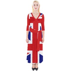 Union Jack Watercolor Drawing Art Quarter Sleeve Wrap Maxi Dress by picsaspassion