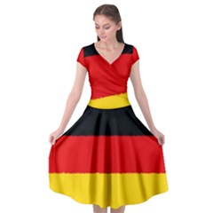 German Flag, Banner Deutschland, Watercolor Painting Art Cap Sleeve Wrap Front Dress by picsaspassion