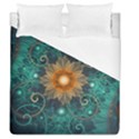 Beautiful Tangerine Orange and Teal Lotus Fractals Duvet Cover (Queen Size) View1