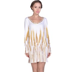 Wheat Plants Long Sleeve Nightdress by Mariart