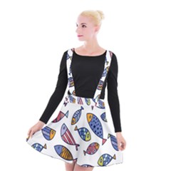 Love Fish Seaworld Swim Rainbow Cartoons Suspender Skater Skirt by Mariart