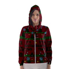 Ugly Christmas Sweater Hooded Wind Breaker (women) by Valentinaart