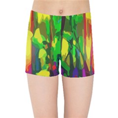 Abstract Vibrant Colour Botany Kids Sports Shorts by Celenk