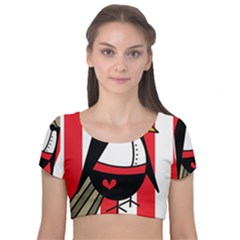 Bird Cute Design Cartoon Drawing Velvet Crop Top by Celenk