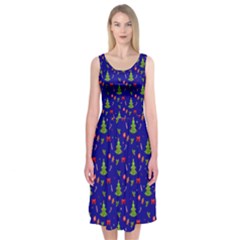 Christmas Pattern Midi Sleeveless Dress by Valentinaart