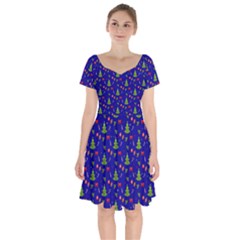 Christmas Pattern Short Sleeve Bardot Dress by Valentinaart