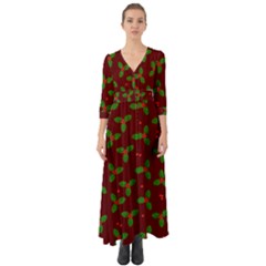 Christmas Pattern Button Up Boho Maxi Dress by Valentinaart