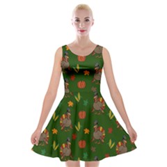 Thanksgiving Turkey  Velvet Skater Dress by Valentinaart