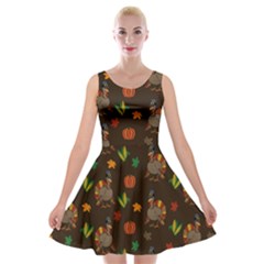 Thanksgiving Turkey  Velvet Skater Dress by Valentinaart