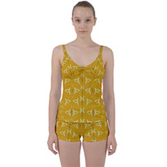 Fishes Talking About Love And   Yellow Stuff Tie Front Two Piece Tankini by pepitasart