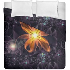 Beautiful Orange Star Lily Fractal Flower At Night Duvet Cover Double Side (king Size) by jayaprime