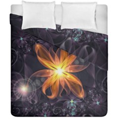 Beautiful Orange Star Lily Fractal Flower At Night Duvet Cover Double Side (california King Size) by jayaprime