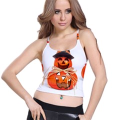 Funny Halloween Pumpkins Spaghetti Strap Bra Top by gothicandhalloweenstore