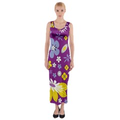 Floral Flowers Fitted Maxi Dress by Celenk