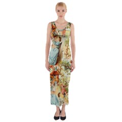 Seamless Vintage Design Fitted Maxi Dress by Celenk