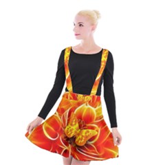 Arrangement Butterfly Aesthetics Orange Background Suspender Skater Skirt by Celenk