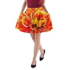 Arrangement Butterfly Aesthetics Orange Background A-line Pocket Skirt by Celenk