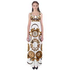 Time Clock Alarm Clock Time Of Empire Waist Maxi Dress by Celenk