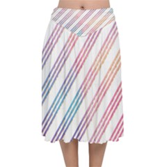 Colored Candy Striped Velvet Flared Midi Skirt by Colorfulart23