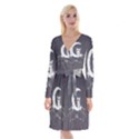 Mandala, Cute Owl On The Moon Long Sleeve Velvet Front Wrap Dress View1