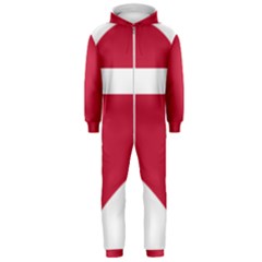 Heart Love Flag Denmark Red Cross Hooded Jumpsuit (men)  by Celenk