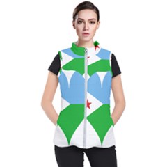 Heart Love Flag Djibouti Star Women s Puffer Vest by Celenk